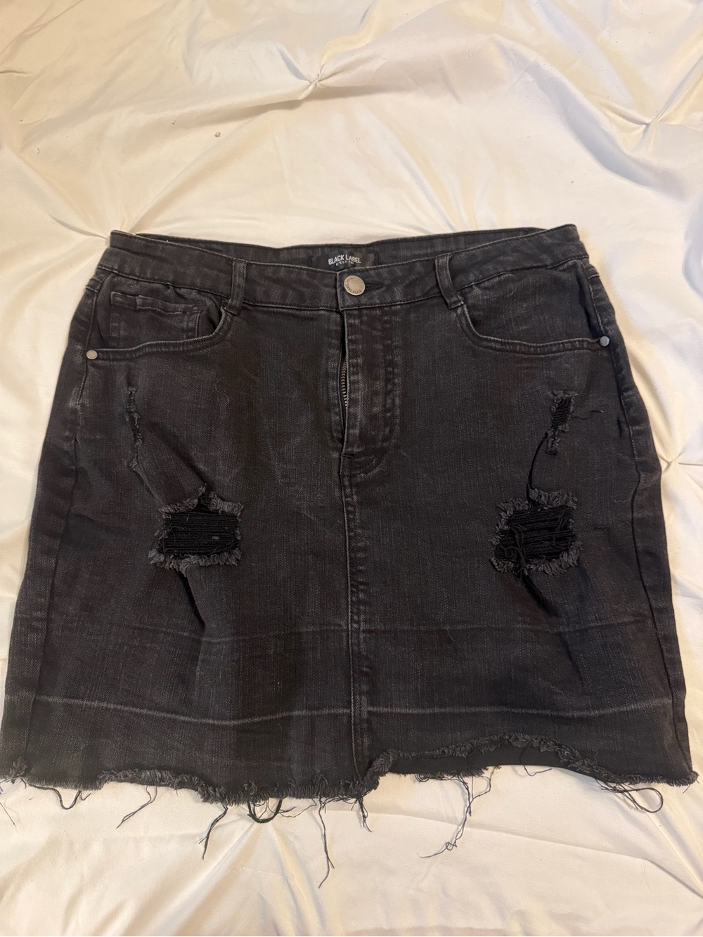 Black Label Black Distressed Mini Skirt